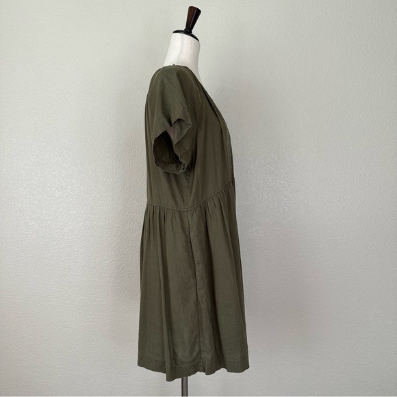 Universal Thread Linen Blend Olive Green Short Sleeves Shift Dress, Sz Large - Picture 7 of 13